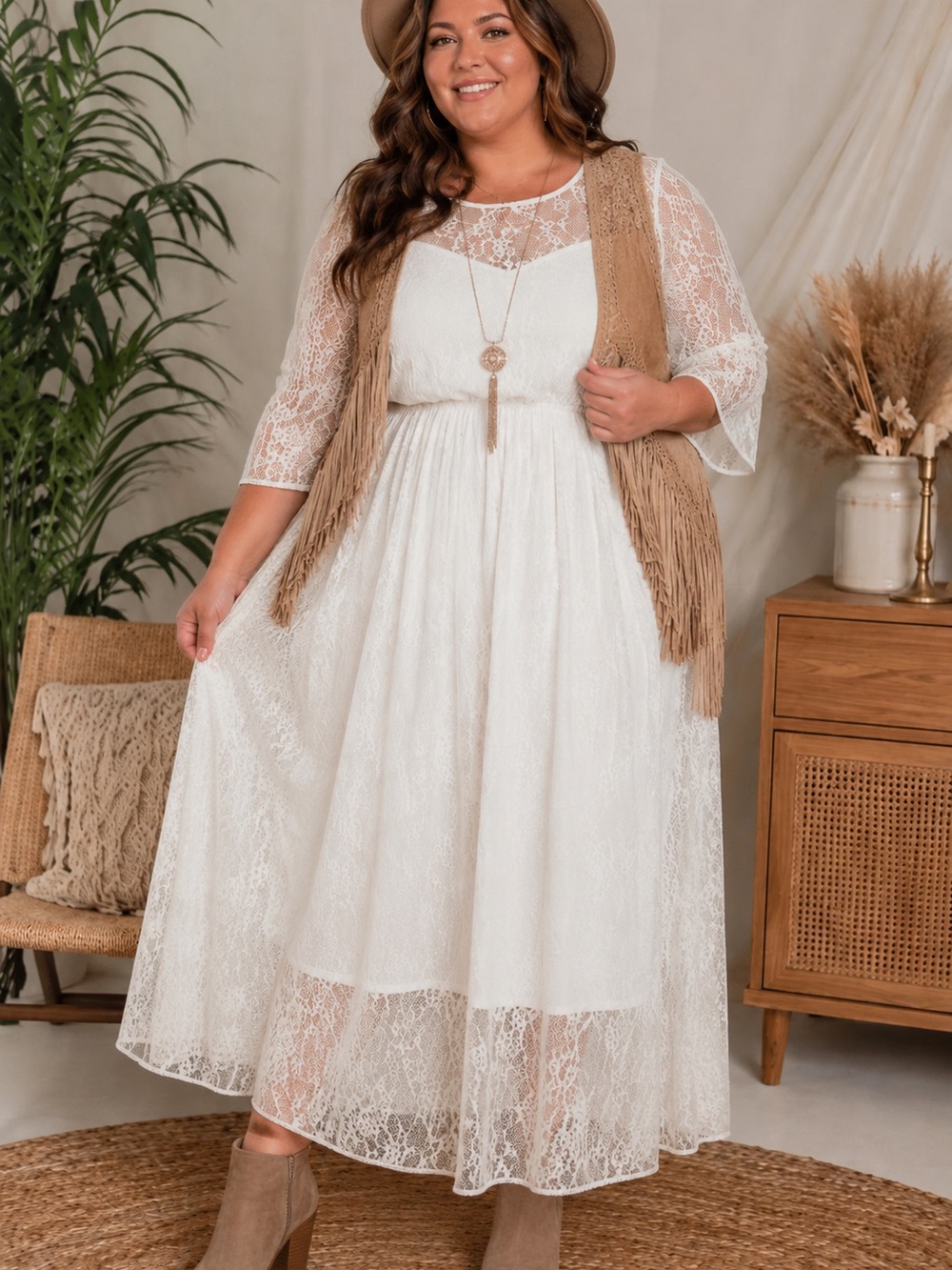 NWT ModCloth 1X Ivory Lace Maxi Dress | Boho Cottagecore Romantic Open Back